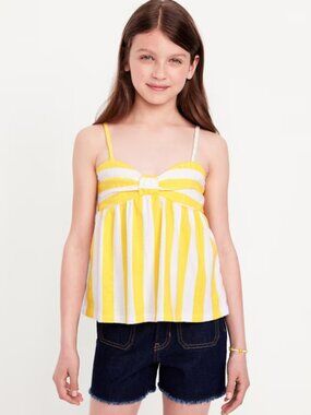 Old Navy Girls Yellow & White Striped Peplum Top | Size M (8)